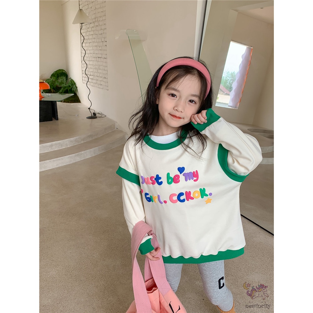 Áo Hoodie Dài Tay In Chữ Cái Phong Cách Hàn Quốc Cho Bé Gái