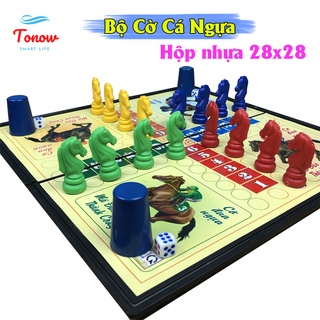 Bộ Cờ Cá Ngựa Hộp Nhựa 28x28cm Tonow – Cùng Chơi Xúc Xắc – Gắn Kết Gia Đình