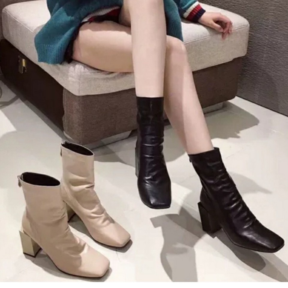 [CHAT &✮] Bốt nữ gót trụ 7F da mờ mã LM MSF01