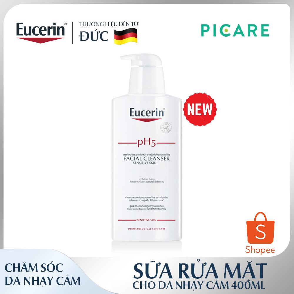 [Mã COSDAY giảm 8% đơn 150K] Sữa rửa mặt pH5 cho da nhạy cảm Eucerin Facial Cleanser Sensitive Skin 400ml