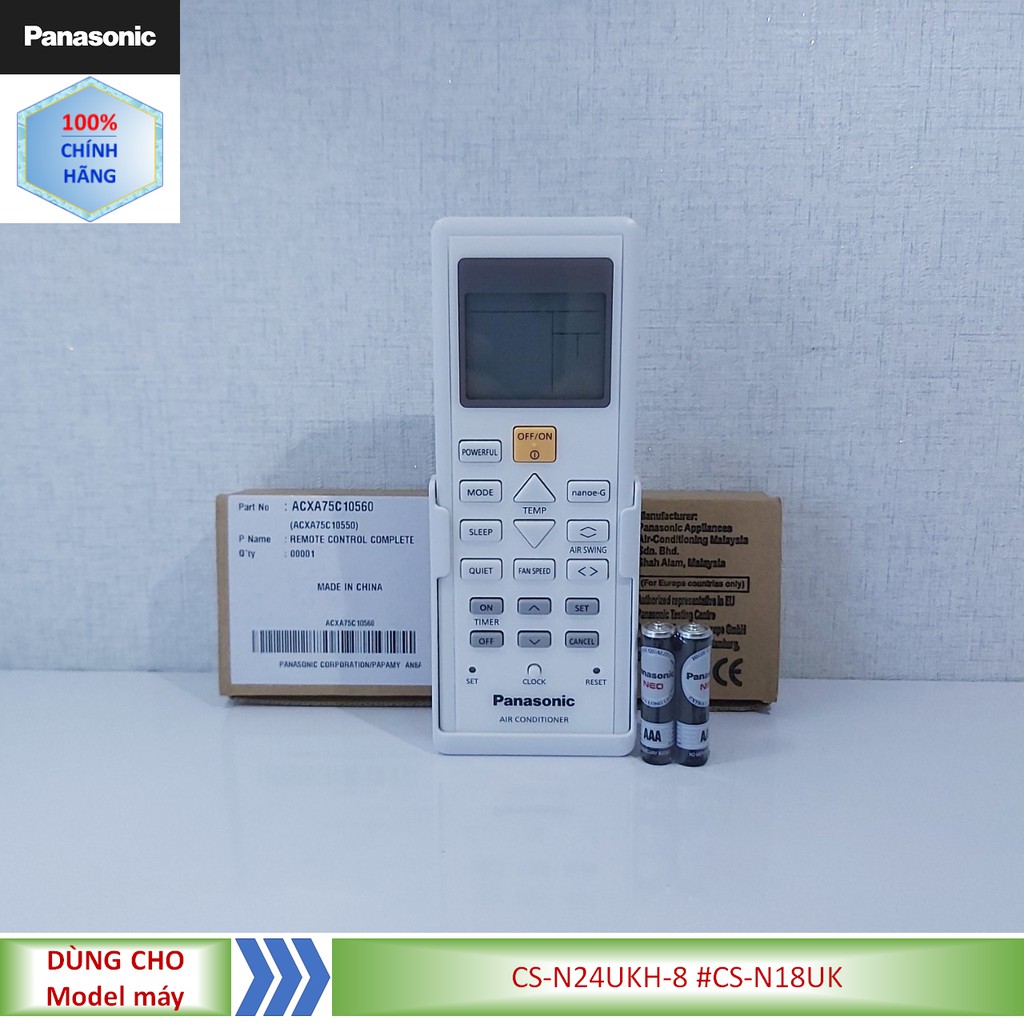 Phụ kiện [Remote chính hãng] Điều khiển điều hòa Panasonic model CS-N24UKH-8 #CS-N18UK+ Tặng cặp pin 3A