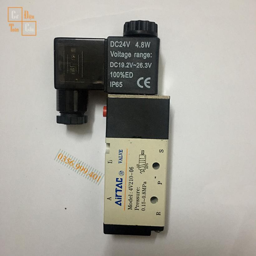 Van điện từ Airtac 4V210-06, Van khí nén, Van chia khí 4V210-06 ( Van 5/2 ) 220VAC 24VDC 110VDC , 12VDC Solenoid Valve