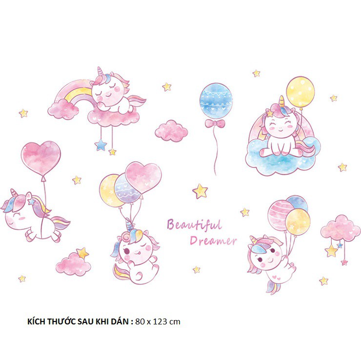 Hình dán tường phòng ngủ của bé yêu ⚡ FREESHIP ⚡ Decal Beautifull Dreamer có keo sẵn AmyShop