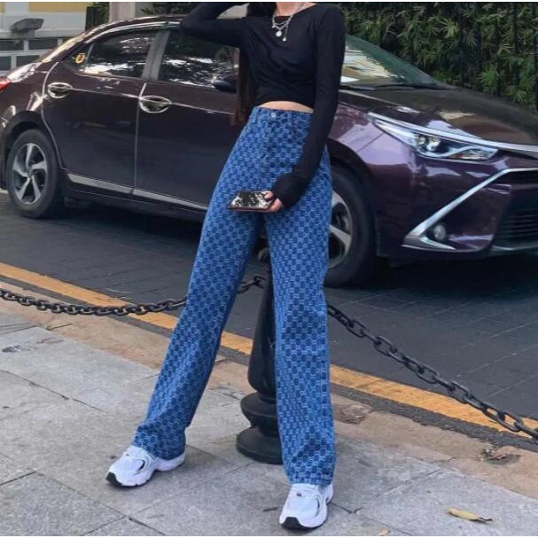 (MỚI) Quần dài lưng cao hoạ tiết Gucci cho nữ Size S-XXL