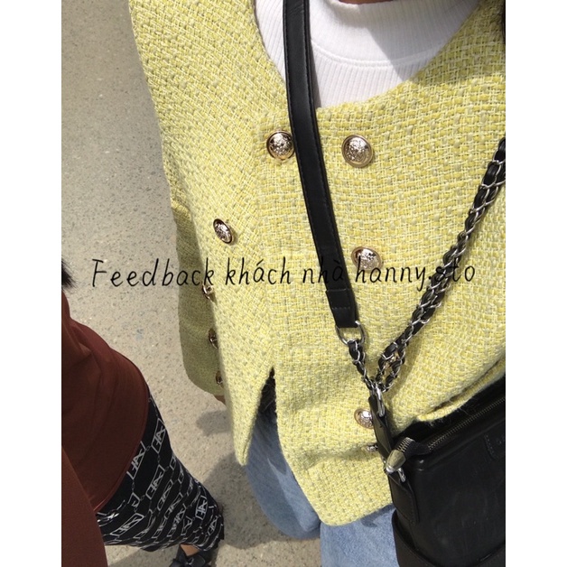 HANNY HÀNG LOẠI 1 Áo khoác dạ tweed vàng ( ảnh thật )