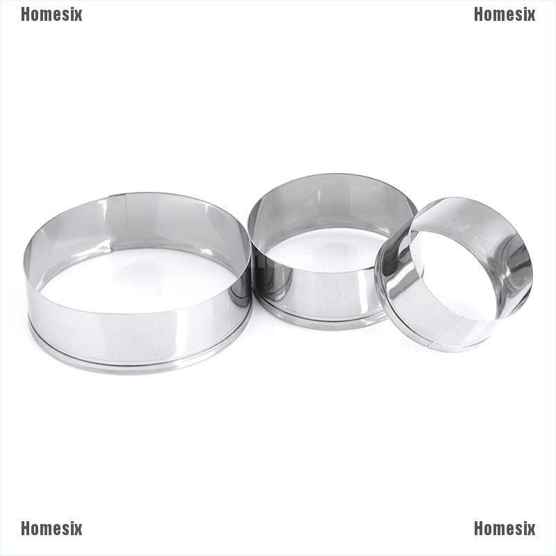 Set 3 Khuôn Làm Bánh Hình Tròn Bằng Thép Không Gỉ