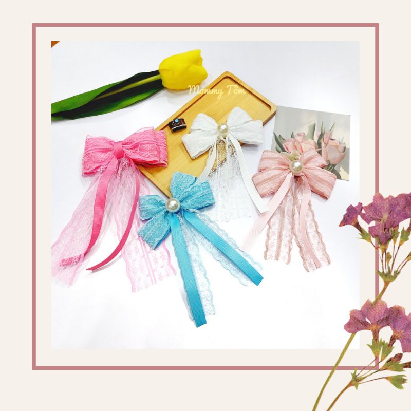 1 chiếc dây buộc tóc Nơ đuôi dài handmade cho bạn gái,Handmade Mẹ Tôm