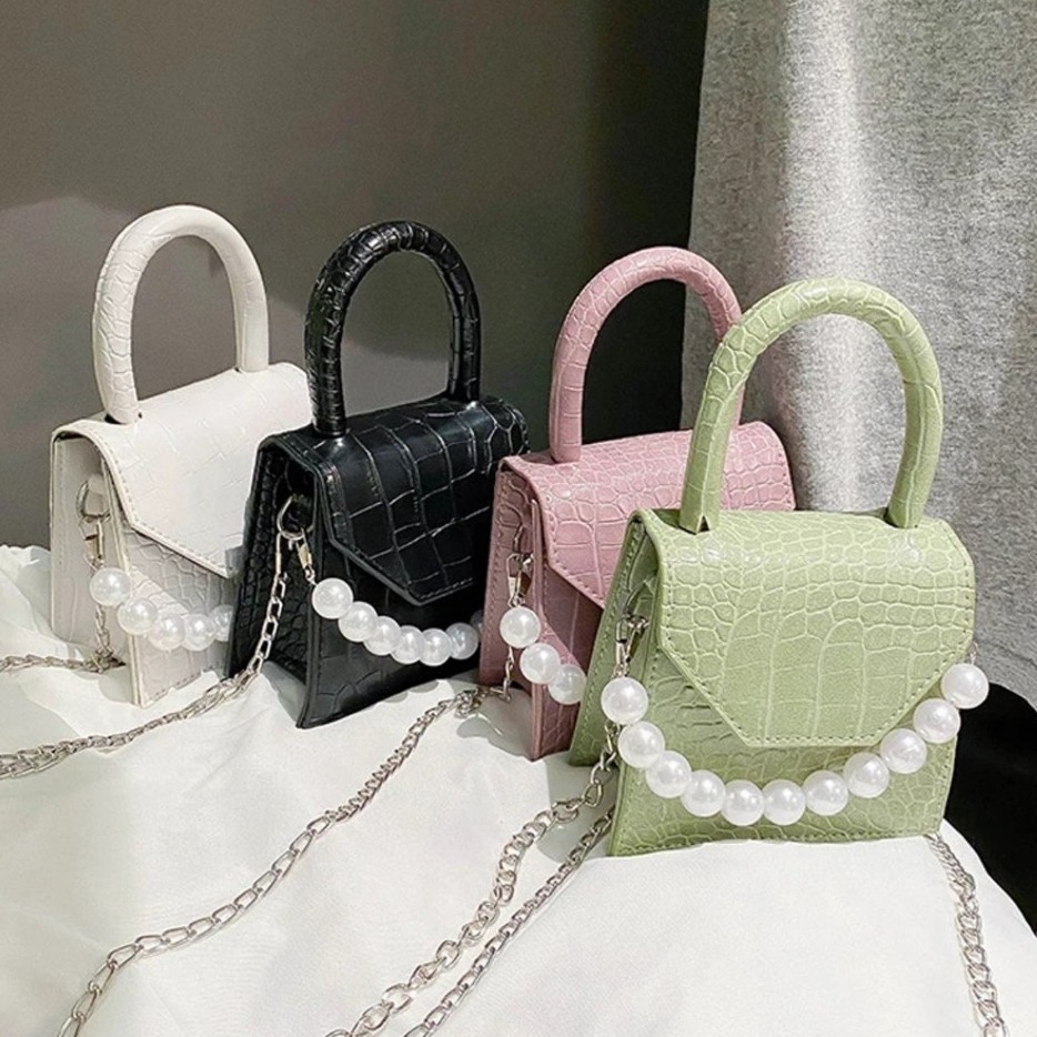 [Mã WAMT2405 giảm 10K đơn 0K] Túi xách nữ mini, túi đeo chéo phối quai ngọc nhân tạo ,88store (TX0003)