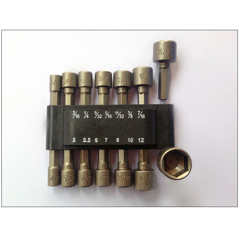 Bộ 14 đầu tuýp vặn ốc lục giác SAE dùng cho máy khoan