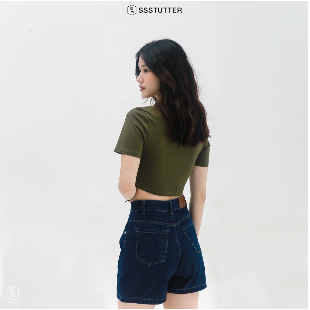Áo polo croptop ngắn tay nữ SSSTUTTER chất cotton thoáng mát POLO TEE | BigBuy360 - bigbuy360.vn