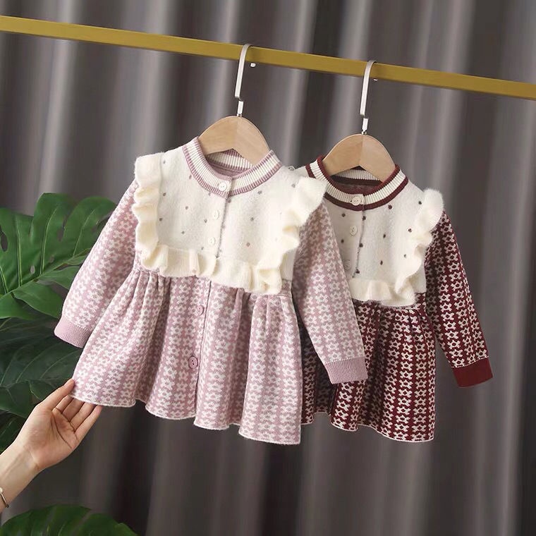 Đầm len công chúa thời trang thu đông 2019 mới 9103