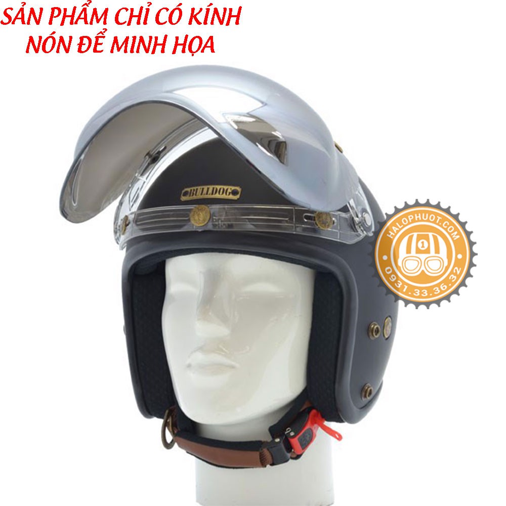 Kính Bubble Bulldog gắn nón 3/4 (Tráng gương)