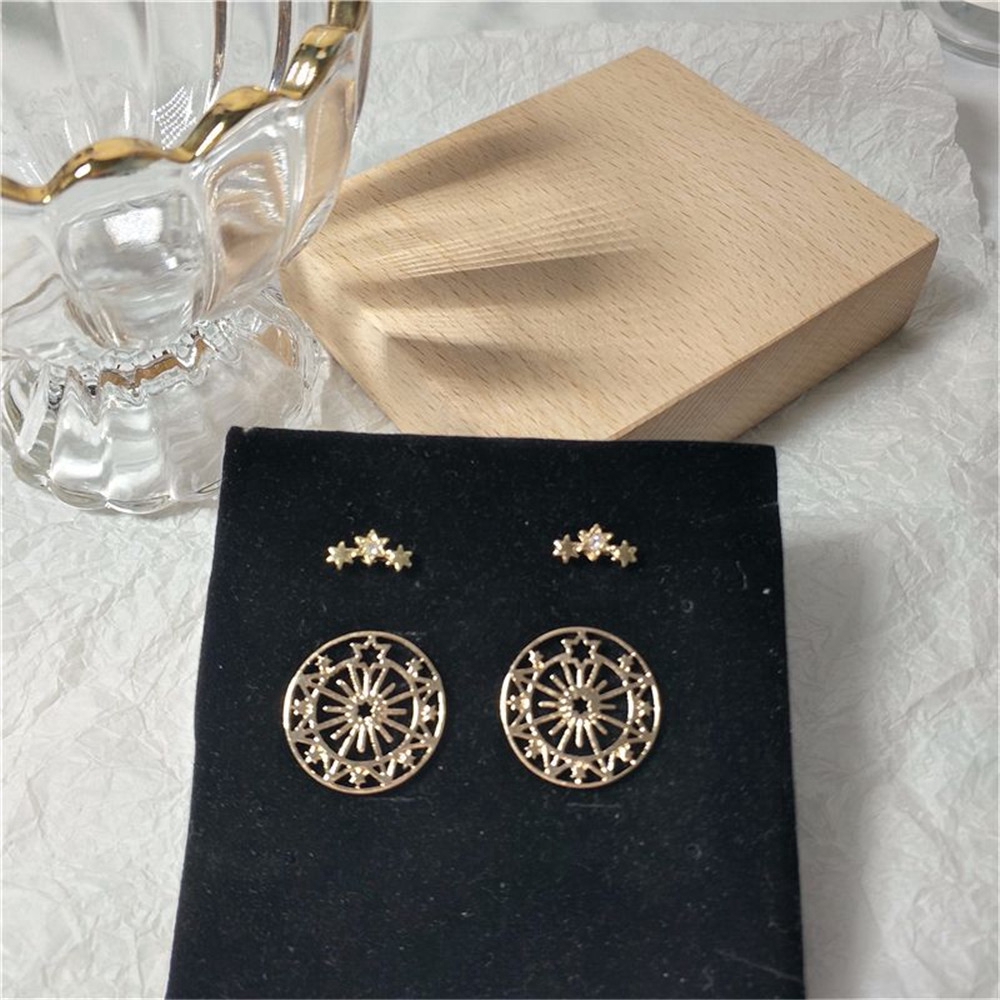 Cod Qipin Fashion Boho Gold Star Stud Ear Shining Ferris Wheel Earrings Gifts for Wedding Party