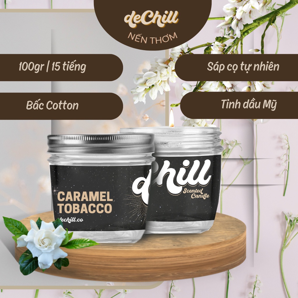 Nến thơm Pudding tinh dầu tự nhiên Dechill BAY CONCEPT khử mùi thư giãn an toàn, tặng kèm đồ trang trí