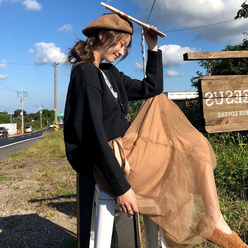 Áo Sweater Dáng Rộng Cổ Tròn Ấm Áp Dành Cho Nữ | BigBuy360 - bigbuy360.vn