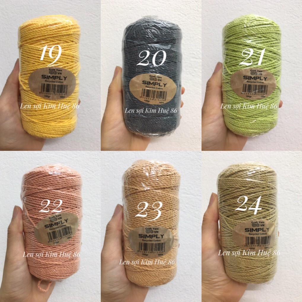 Sợi Simply cotton 150gr ( từ màu 13 đến màu 24)