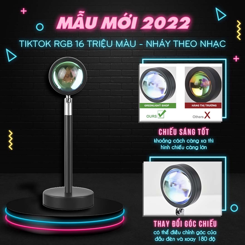 Đèn Hoàng Hôn TIKTOK 16 TRIỆU MÀU Điều Khiển APP ĐT+REMOTE đèn LED Sunset trang trí chụp ảnh quay video livestream