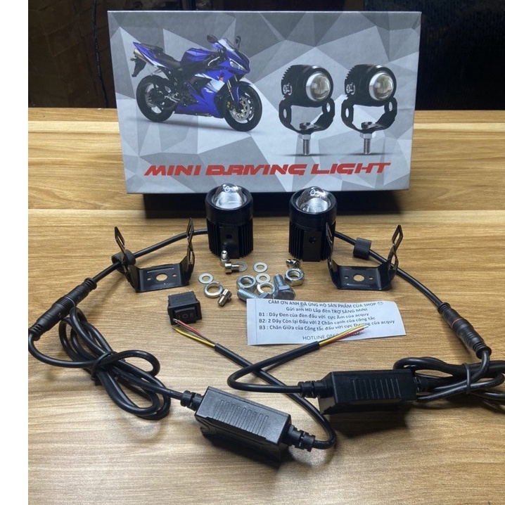 Đèn Trợ Sáng Mini Bi Cầu 2 Màu Cos Vàng Pha Trắng