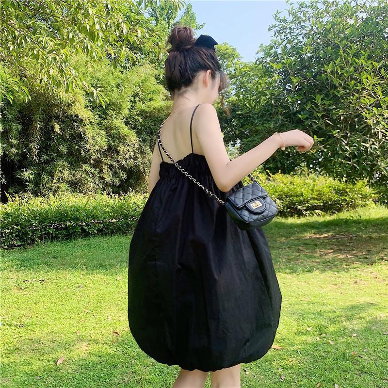 Đầm chữ A hai dây dáng rộng ngọt ngào thời trang mùa hè Hàn Quốc cho nữ