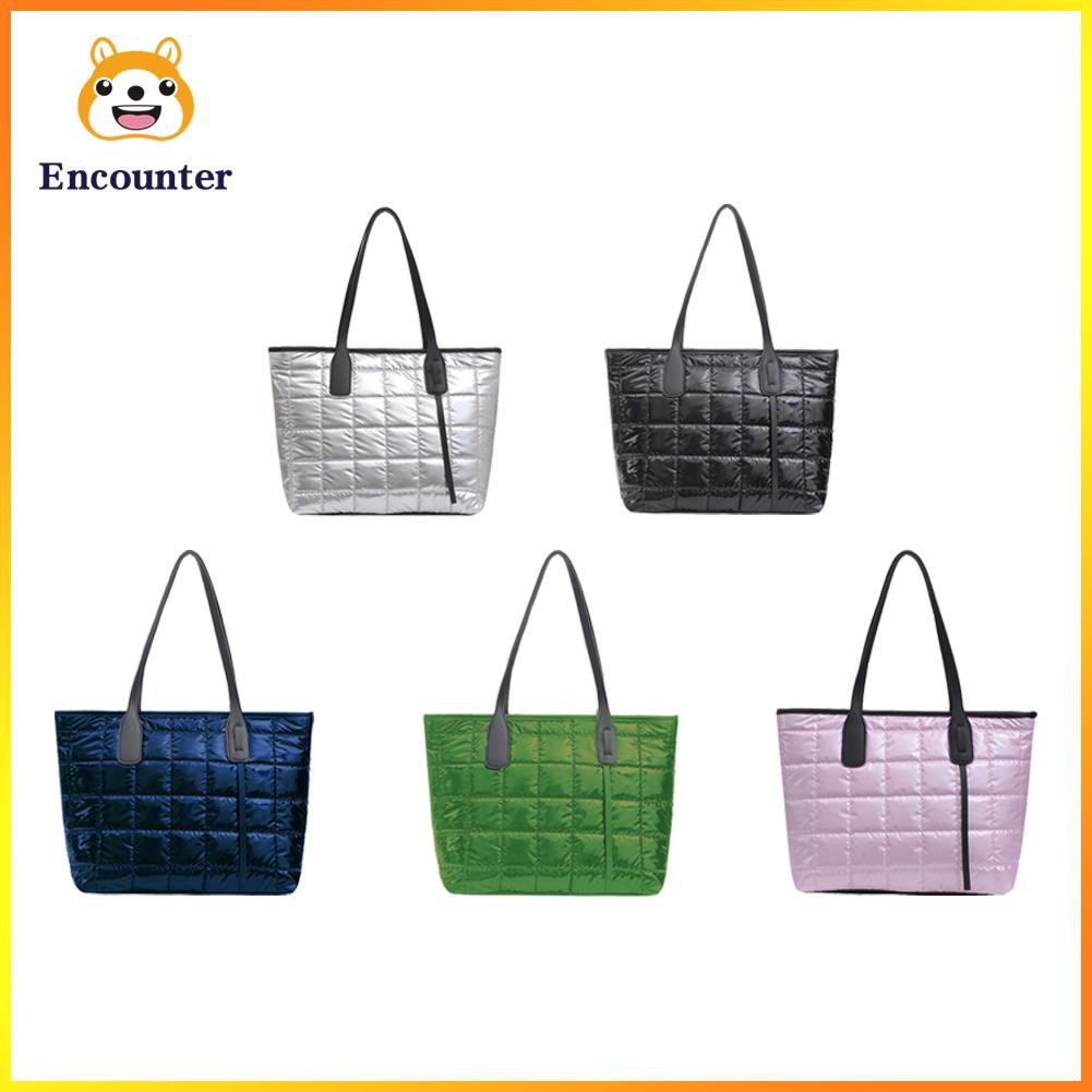 ○Encounter○ Casual Lattice Pattern Space Cotton Handbag Women Big Capacity Shoulder Bag☆