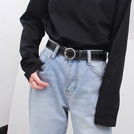[Có sẵn] THẮT LƯNG DÂY LƯNG DA PU MẶT TRÒN PHỐI ĐẦM, VEST PHONG CÁCH UNISEX RETRO HONGKONG CÁ TÍNH THỜI TRANG DL010