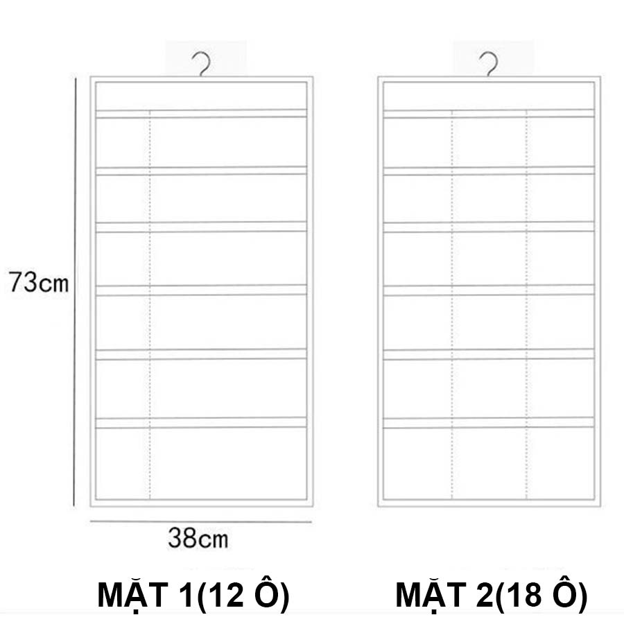 Túi Treo Đồ Lót, Tất Vớ 2 Mặt Chia Ngăn Cao Cấp V001