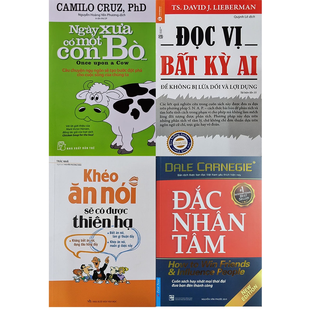 Sách - Combo 4 Cuốn: Ngày Xưa Có Một Con Bò + Đắc Nhân Tâm + Đọc Vị Bất Kỳ Ai + Khéo Ăn Nói Sẽ Có Được Thiên Hạ