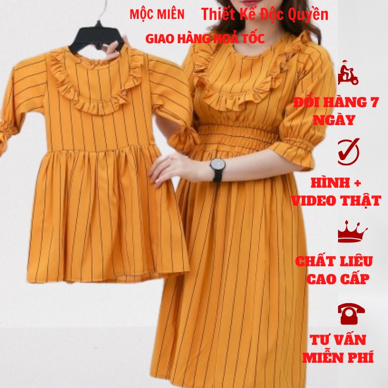 Váy đôi mẹ bé phối bèo nhún eo MB03 (cả mẹ và bé)