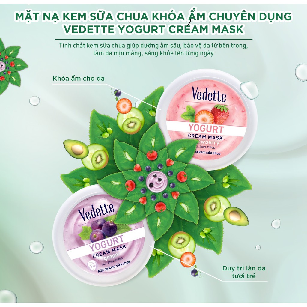 Mặt nạ kem sữa chua Vedette YOGURT CREAM MASK 120g/120ml (Hũ)