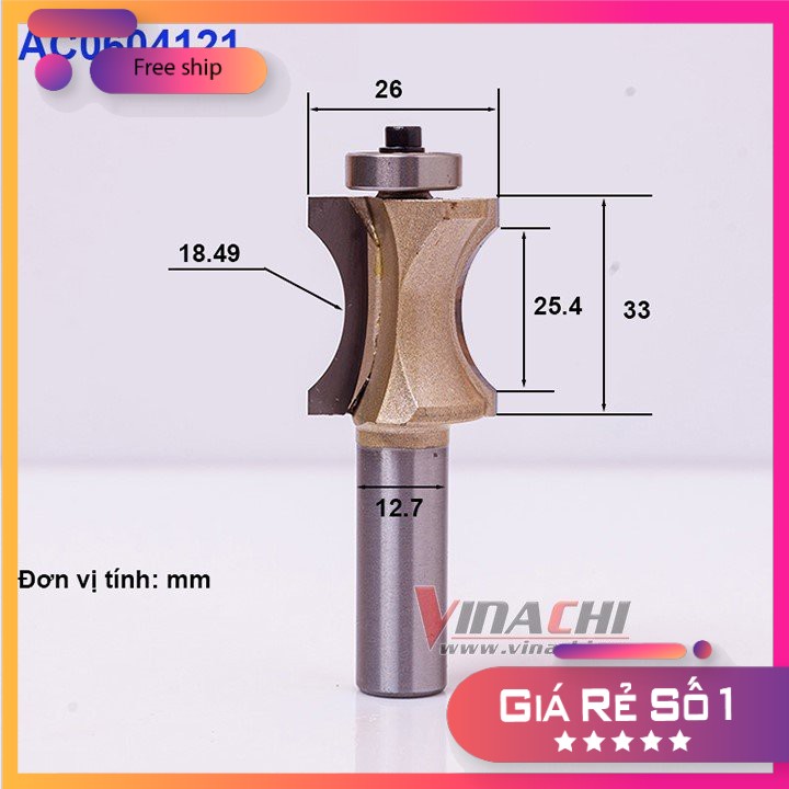 MŨI SOI BÁN NGUYỆT DỌC TIDEWAY AC0604 CỐT 12.7MM - 1  MŨI CAO CẤP