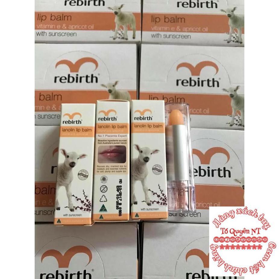 Son dưỡng môi chiết suất nhau thai cừu Rebirth Lanolin Lip Balm, Úc, mẫu mới 2018