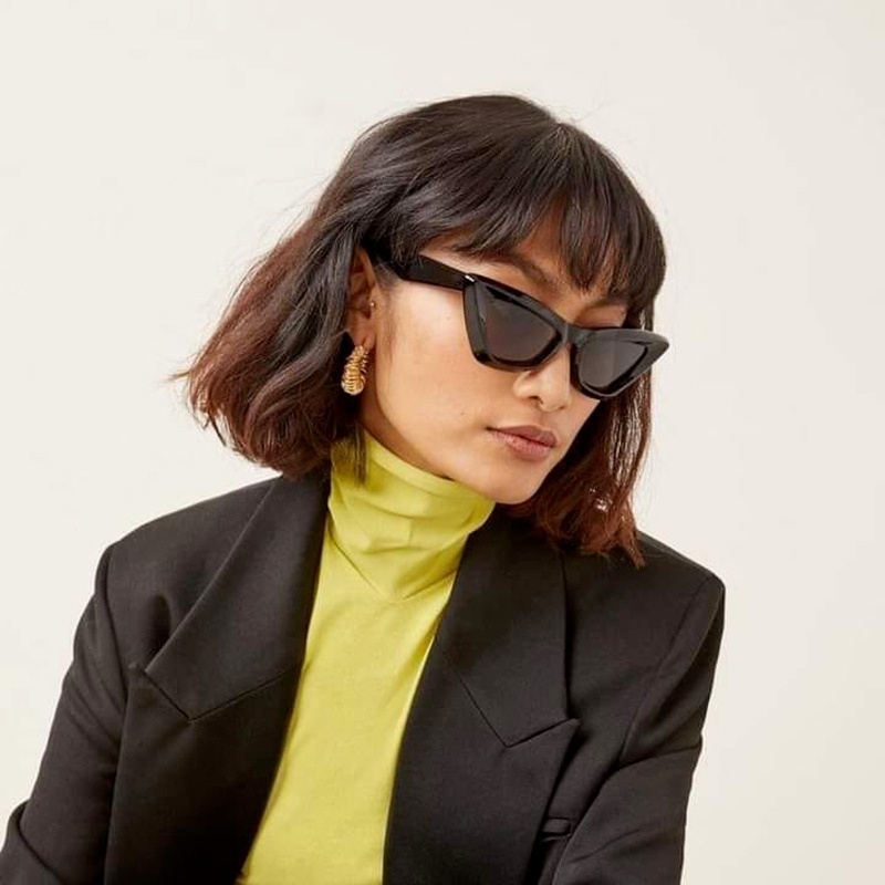 Kính Mát Mắt Mèo Màu Đen Phong Cách Cổ Điển Thời Trang Cho Nữ