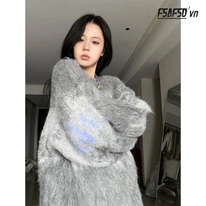 Áo Sweater Dệt Kim Chất Liệu Dày Dặn Ấm Áp Thời Trang vintage Cho Nữ