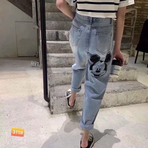 SALE CHỈ HÔM NAY- Quần Jean Nữ In Hoạt Hình Cao Cấp OHS3119