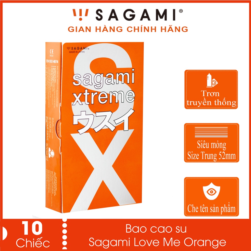 Bao cao su siêu mỏng cao cấp Sagami Love me Orange 10 chiếc