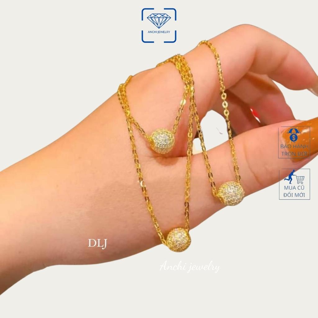 Dây chuyền mặt cầu đính đá, chuẩn bạc ta mạ vàng bao sáng đẹp - Anchi jewelry