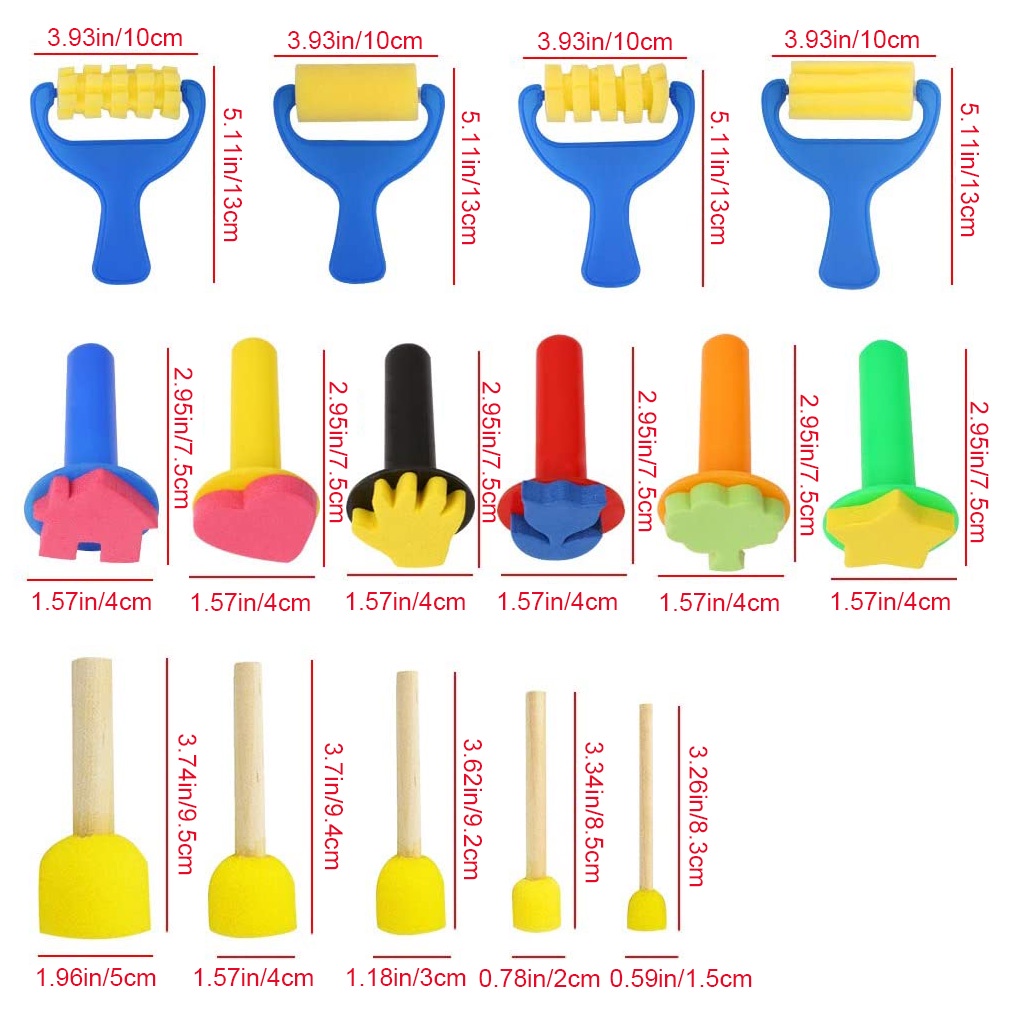 44pcs Sponge Painting Brushes Kit Mini DIY Painting Kits Early Learning Kids Paint Set Child Play Gift[sneaky]