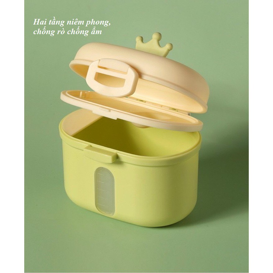 Hộp đựng sữa bột thực phẩm khô hình vương miện sang chảnh size lớn nhỏ thuận tiện mang đi