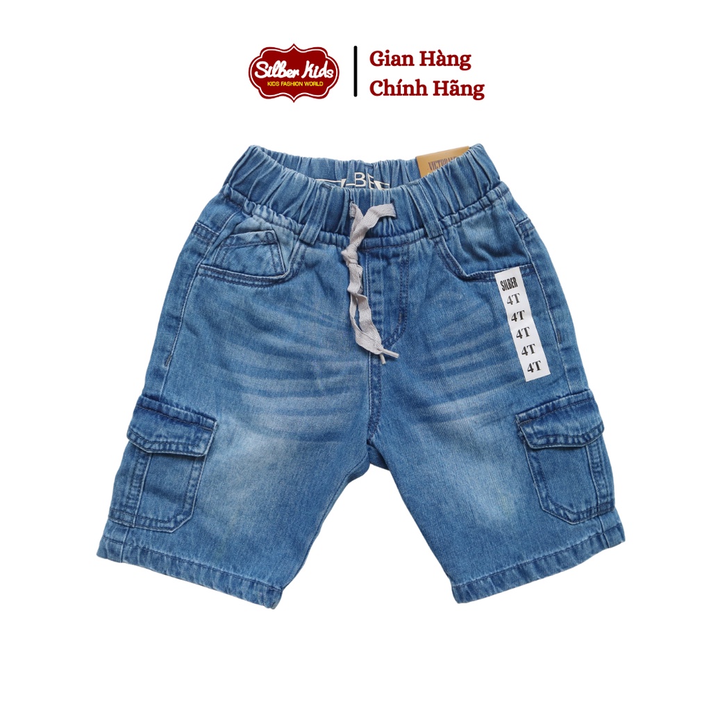 Quần Jeans Lửng Bé Trai 10-45kg Phối Túi Hộp Dây Rút SILBER KIDS