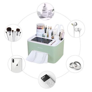 Hộp đựng giấy ăn dạng rút Ecoco kèm khay để điện thoại, điều khiển tivi thiết kế hiện đại, sang trọng, dễ sử dụng