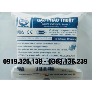 5 gói gạc phẫu thuật 10cmx10x16 lớp vô trùng - an lành