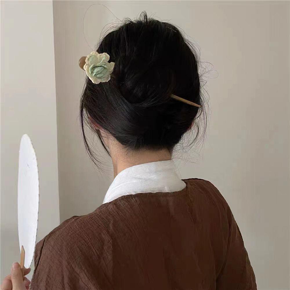 Trâm Cài Tóc Bằng Gỗ Họa Tiết Hoa Phong Cách Trung Quốc Thanh Lịch Cho Nữ