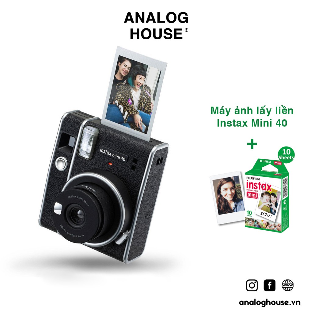 Instax Mini 40 - Máy ảnh lấy ngay Fujifilm Instax Mini 40 | Chính hãng - Bảo hành 1 năm - Tặng kèm 10 film