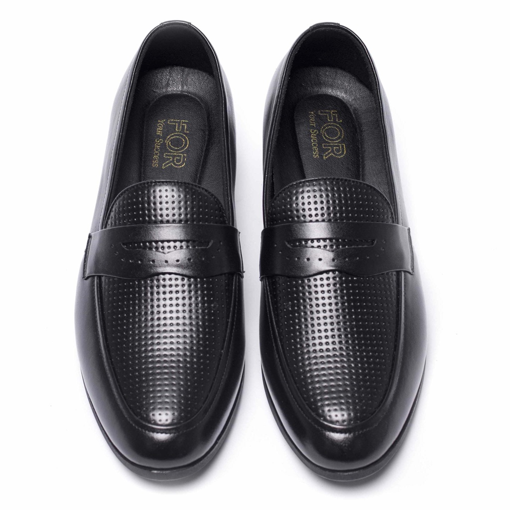 Giày lười nam đẹp FOR cao cấp với thiết kế vân chân kim chống nhăn,chất liệu đế cao su siêu êm, hack chiều cao DPLF06