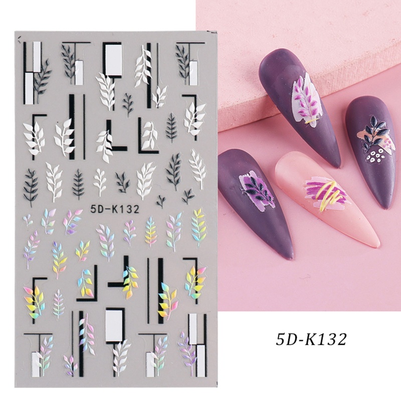 Miếng Dán Họa Tiết Hoa Dập Nổi 5D Trang Trí Móng Tay Nghệ Thuật DIY
