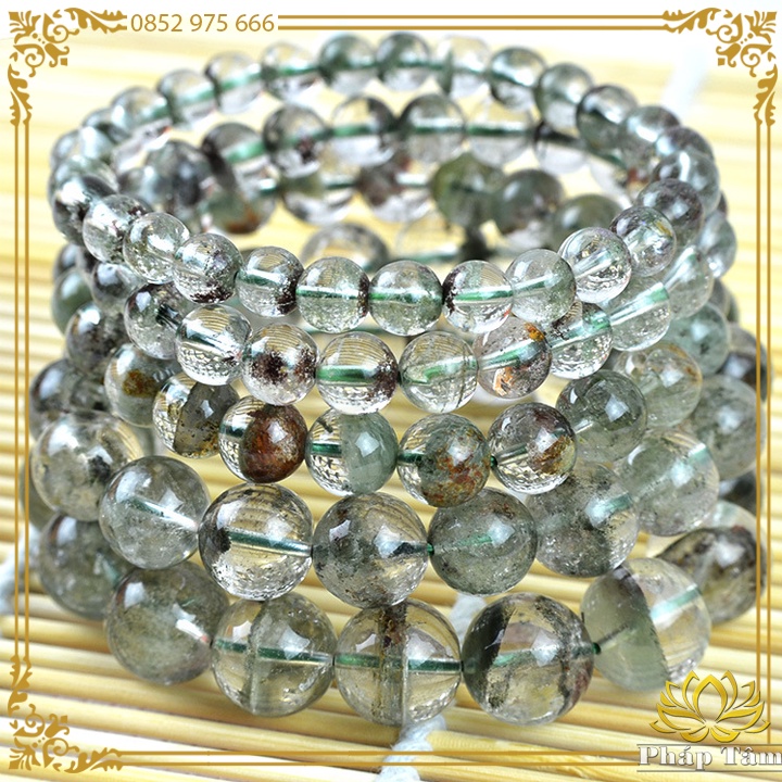 Vòng Tay Đá Ưu.Linh Trắng Cát Xanh Cao Cấp Vân Hạt Cát Tự Nhiên  - Tâm Phong Thủy