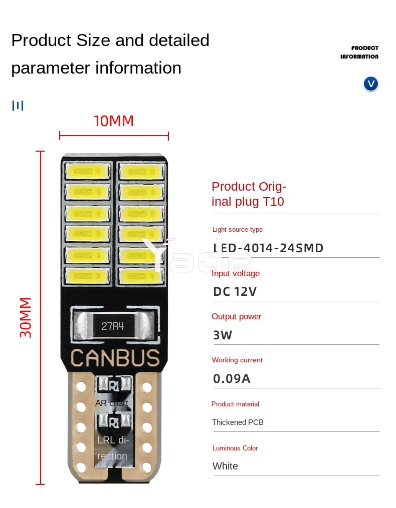 Đèn Led T10 4014 24smdnon-poar Trang Trí Biển Số Xe Hơi W5W 194