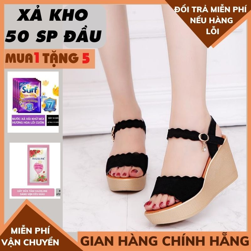 (QUÀ TẶNG LÀ1 DÂY CỘT TÓC) Giầy đế xuồng nữ Giày Sandal Đế Xuồng Quai Chéo tôn dáng êm chân bền đẹp , XƯỞNG MAY HÀNỘ2I