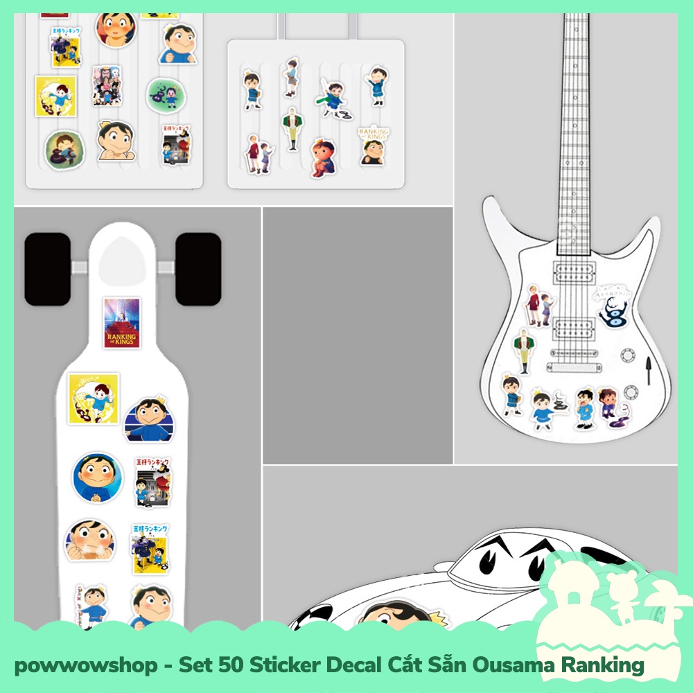 [Sẵn VN - Hỏa Tốc] Set 50 Mini Sticker Decal Dán Trang Trí Mẫu Nhân Vật Anime Manga Ousama Ranking, Ranking Of Kings
