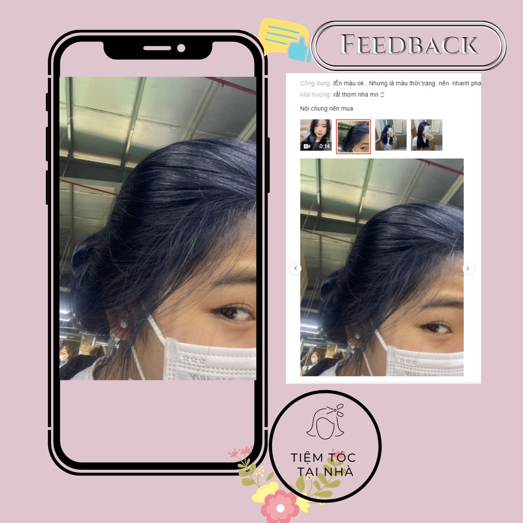 Thuốc nhuộm tóc Xanh Dương Đen Khói tặng kèm oxy và gang tay